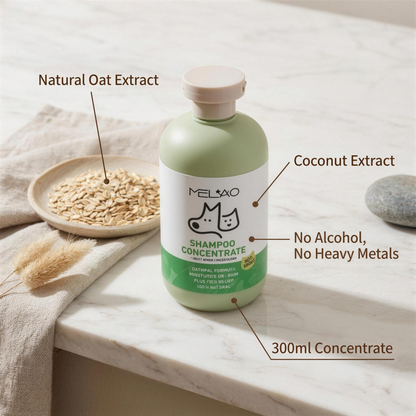 mypawz soothing oatmeal shampoo features: natural oat extract, coconut extract, no alcohol or heavy metals, 300ml concentrate